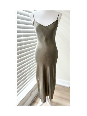 All Saints Olive/Gold Slip Midi Dress